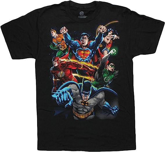 Justice League 6 Heroes Paint T-Shirt T-Shirt Superb Selection S  