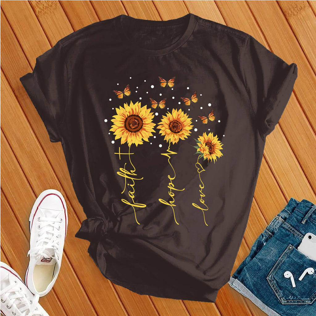 Faith Hope Love Sunflowers T-Shirt T-Shirt tshirts.com Brown S 