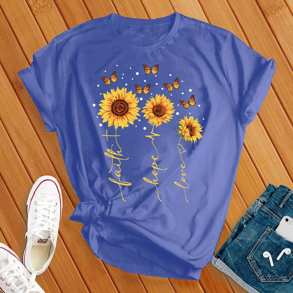 Faith Hope Love Sunflowers T-Shirt T-Shirt tshirts.com Heather True Royal S 