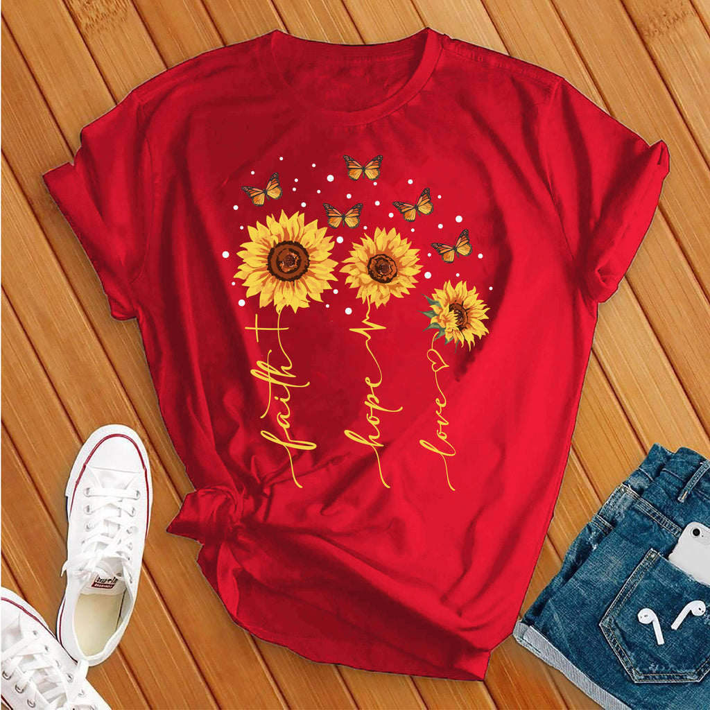 Faith Hope Love Sunflowers T-Shirt T-Shirt tshirts.com Red S 