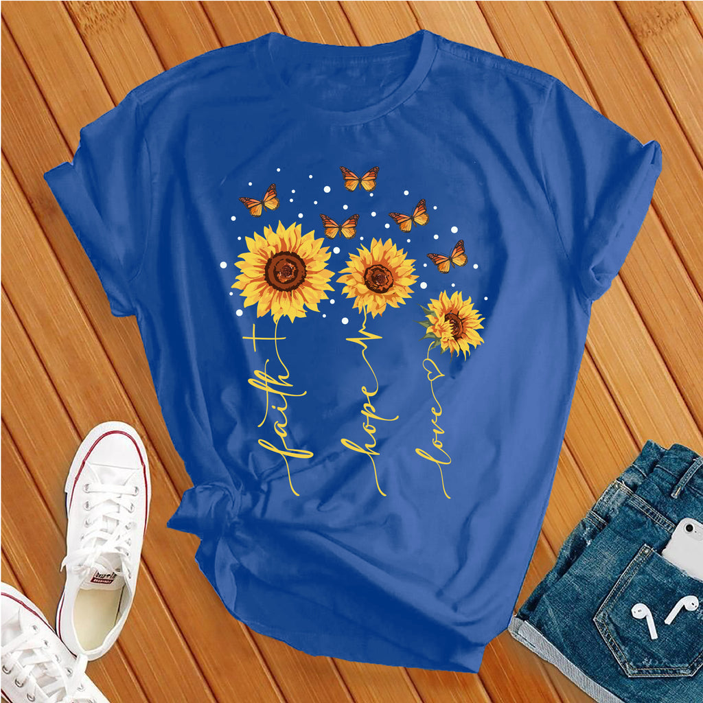 Faith Hope Love Sunflowers T-Shirt T-Shirt tshirts.com True Royal S 