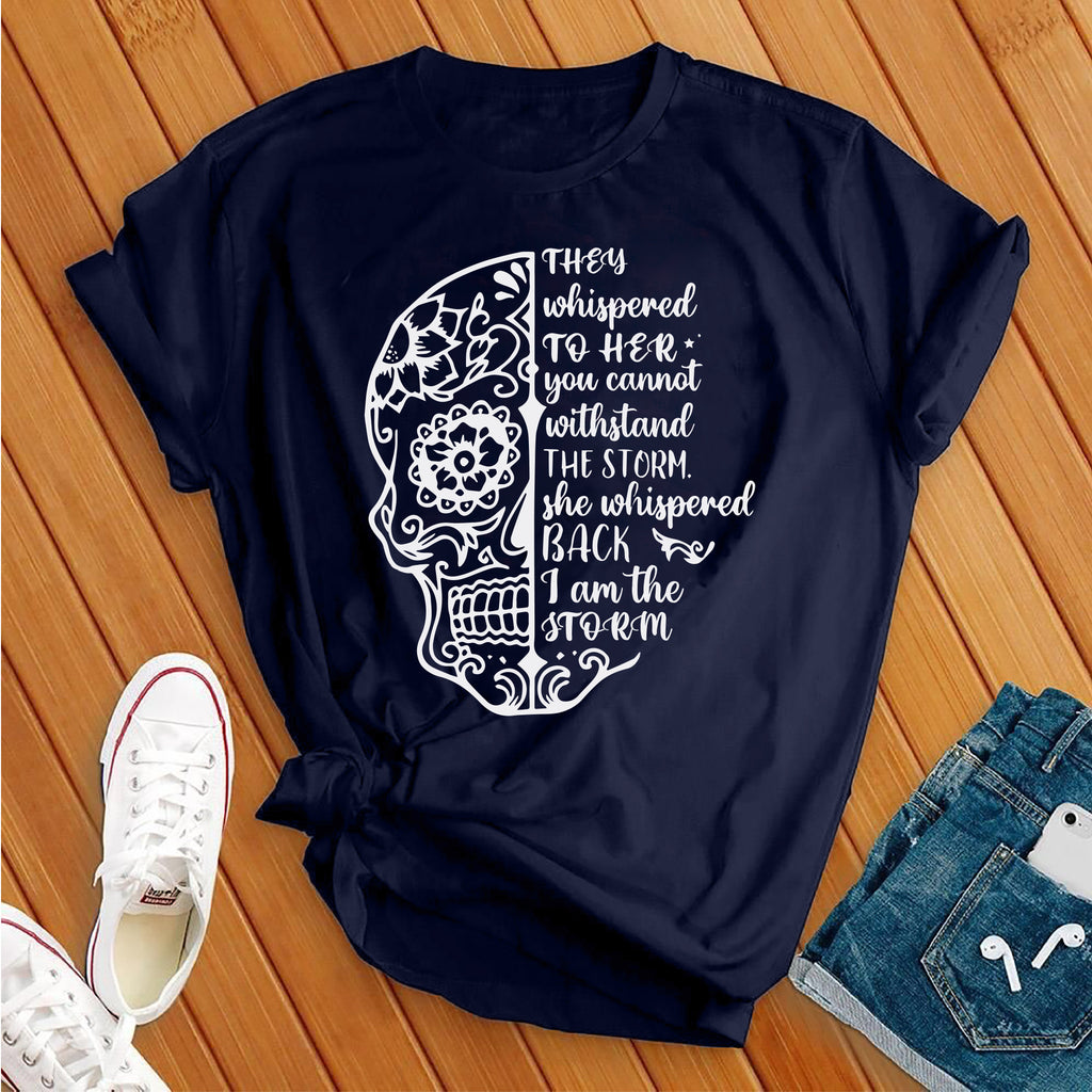I Am The Storm Skull T-Shirt T-Shirt Tshirts.com Navy S 
