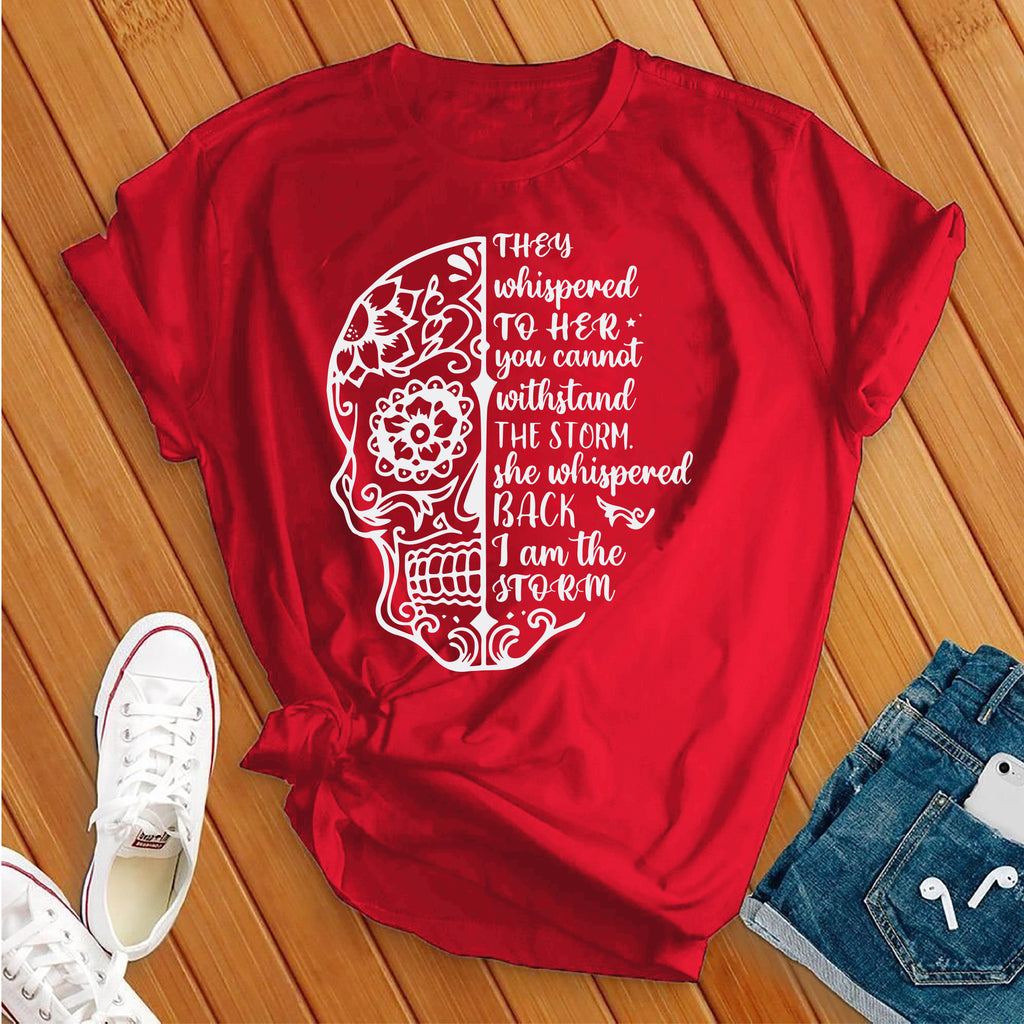I Am The Storm Skull T-Shirt T-Shirt Tshirts.com Red S 