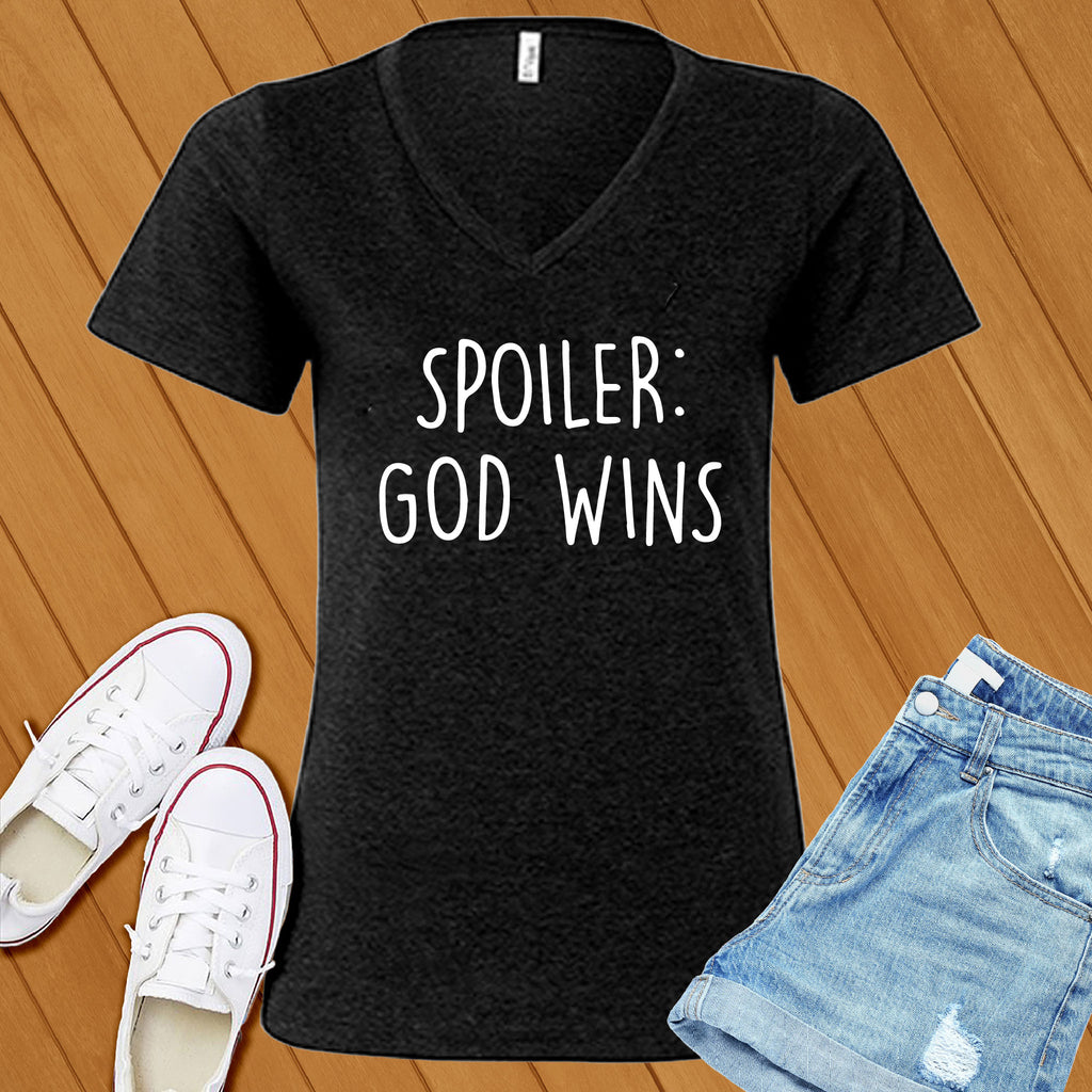 Spoiler: God Wins V-Neck V-Neck tshirts.com Black Heather S 