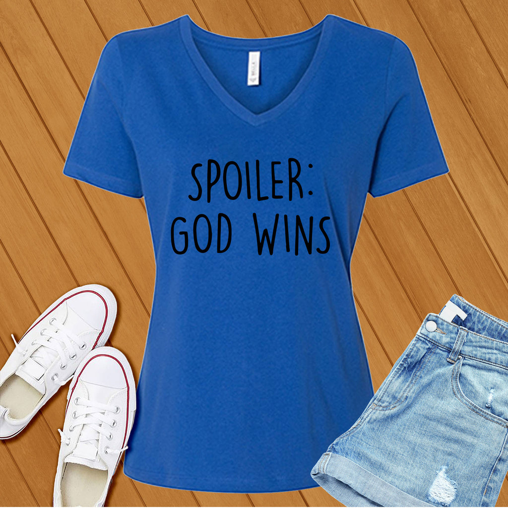 Spoiler: God Wins V-Neck V-Neck tshirts.com True Royal S 