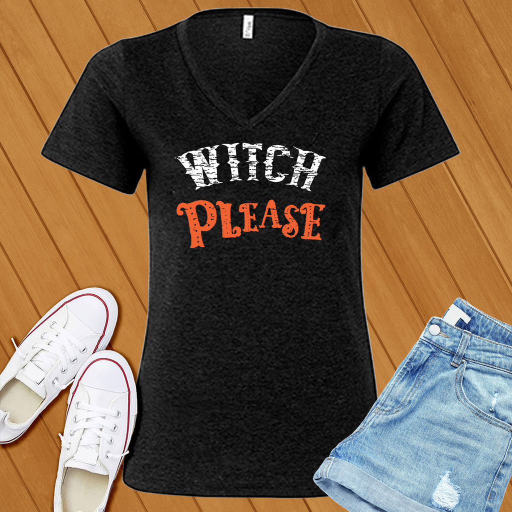 Witch Please V-Neck V-Neck tshirts.com Black Heather S 