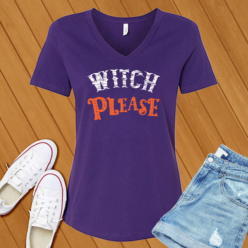 Witch Please V-Neck V-Neck tshirts.com Team Purple S 