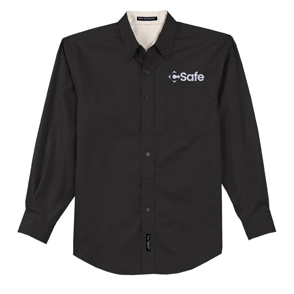 Men's Oxford Shirt S608/E35868 Shirt Logos at Work Black Lt Stone XS 