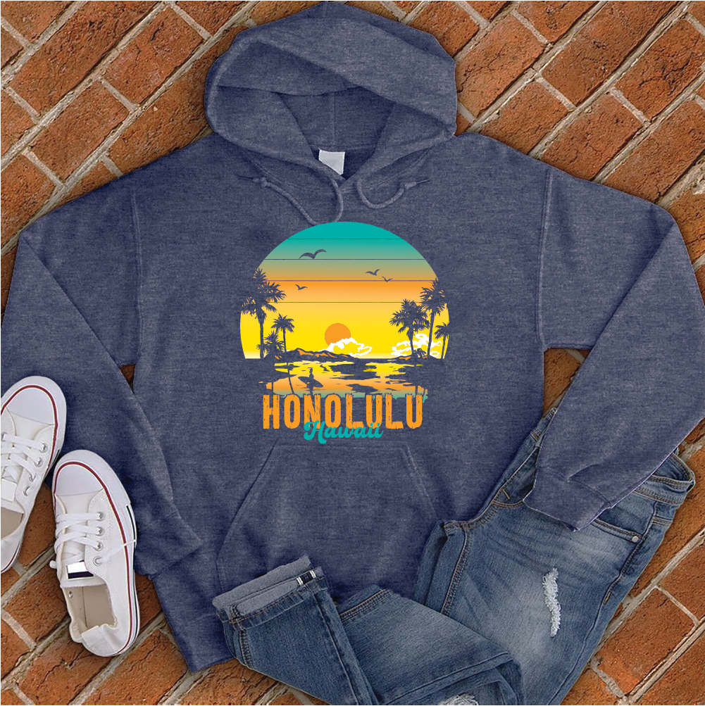 Honolulu Beach Hoodie Hoodie tshirts.com Classic Navy Heather S 