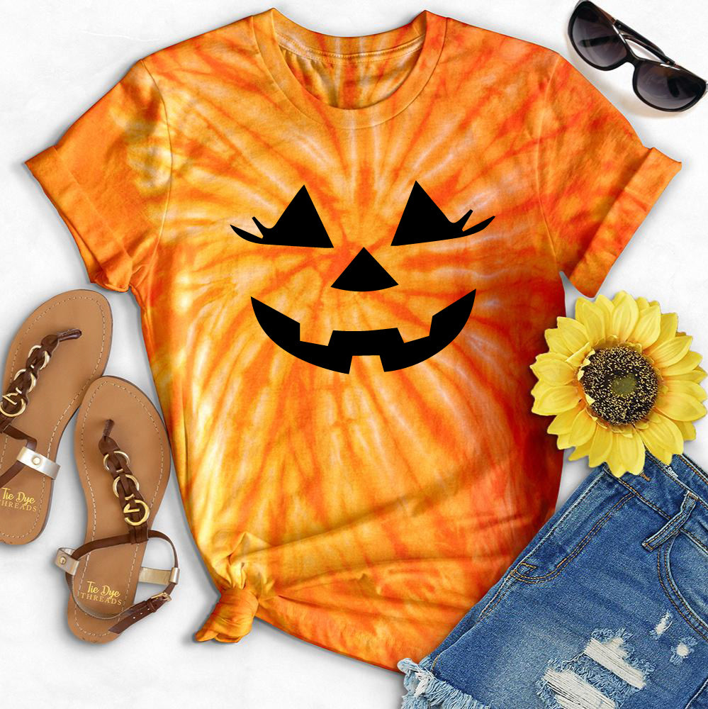 Tie Dye Pumpkin T-Shirt T-Shirt Tshirts.com Orange Cyclone S 