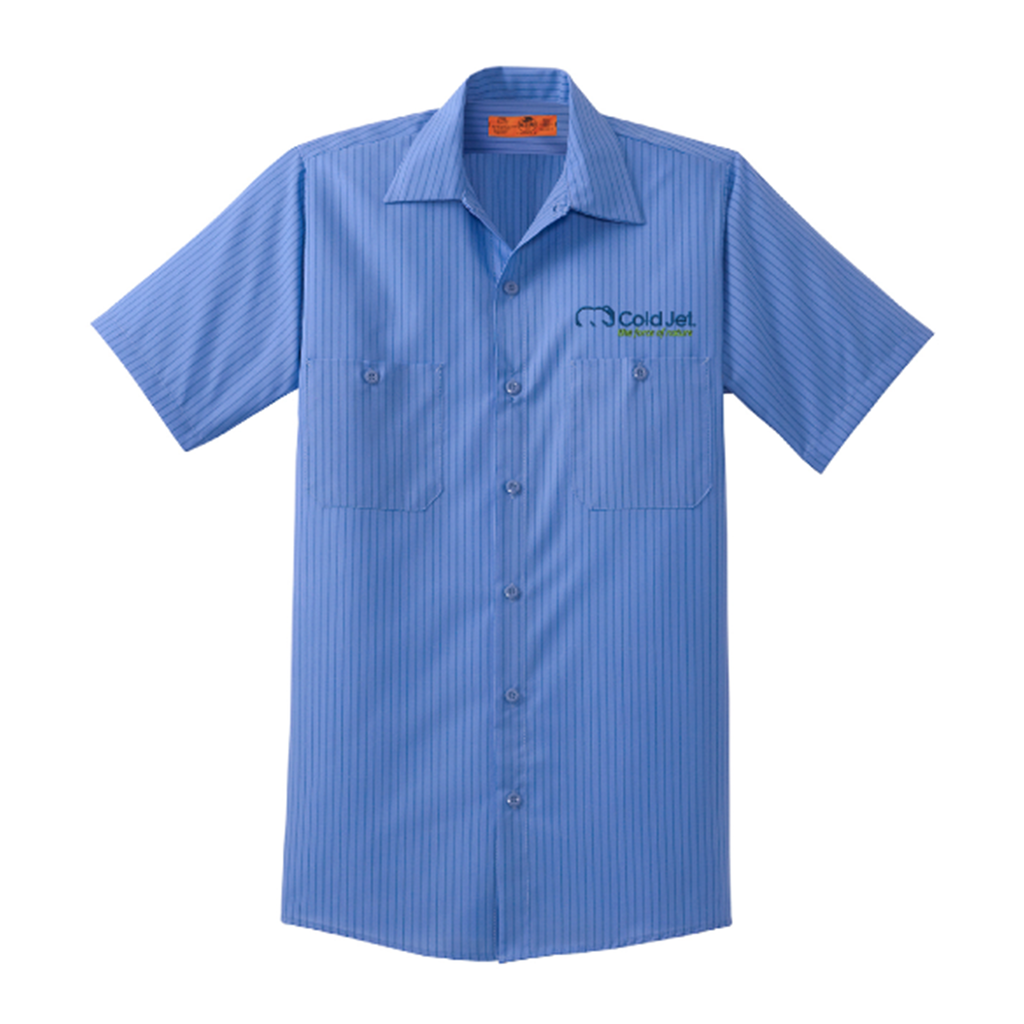 Short Sleeve Striped Work Shirt CS20/E17400  Logos at Work Petrol Blue Navy S 