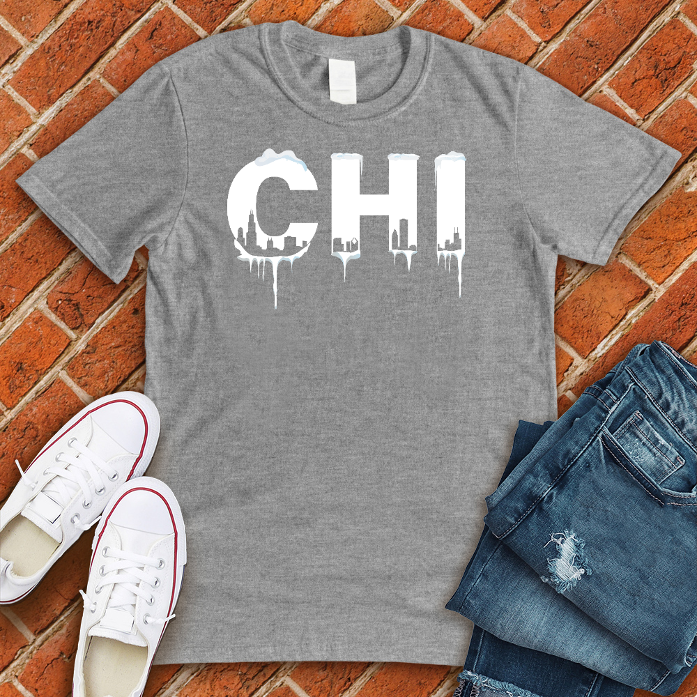 CHI Skyline Icicles T-Shirt T-Shirt tshirts.com Solid Athletic Grey S 