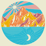 Summer Mountain Sun and Moon - Art Print Image