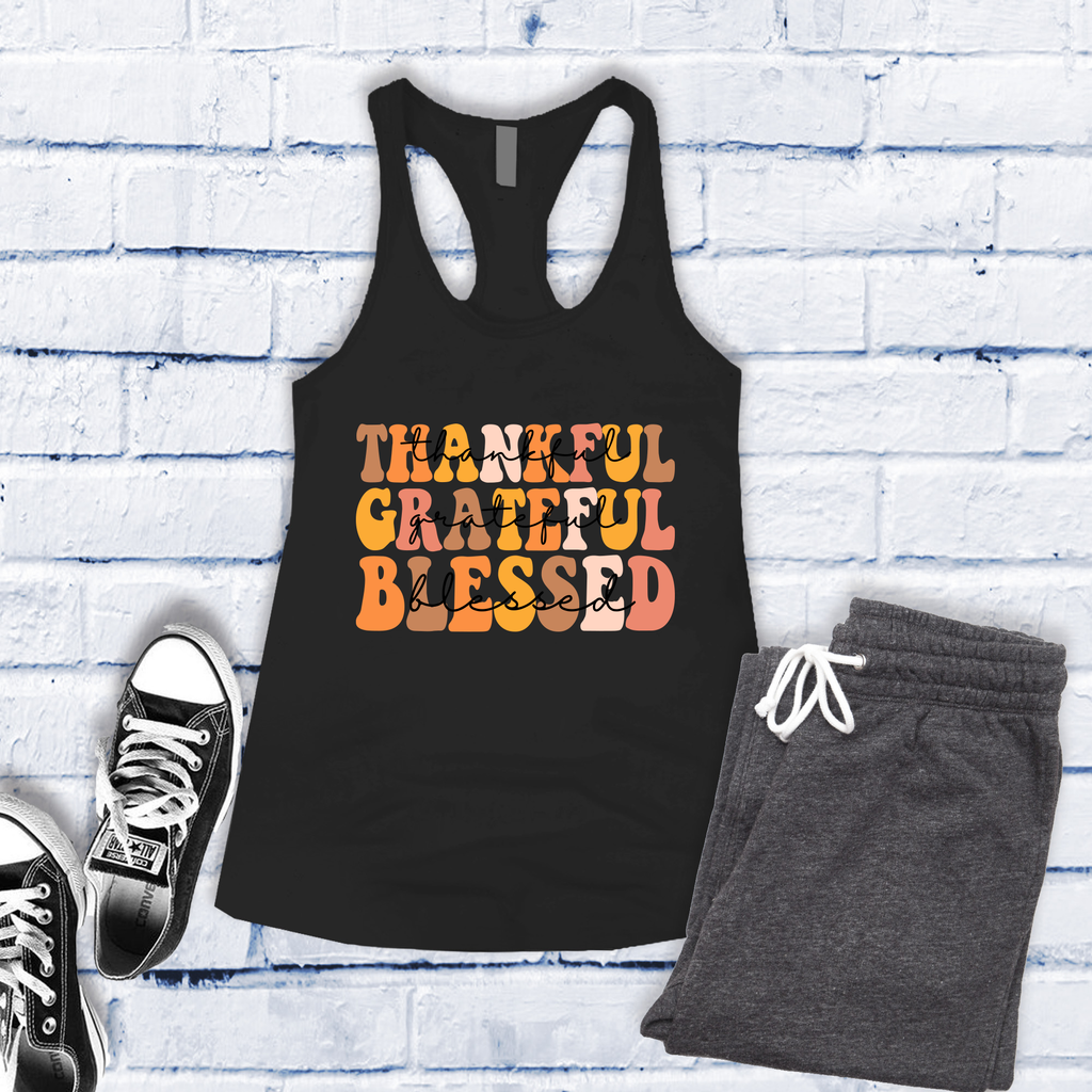 Fall Thankful Grateful Blessed Women's Tank Top Tank Top tshirts.com Black S 