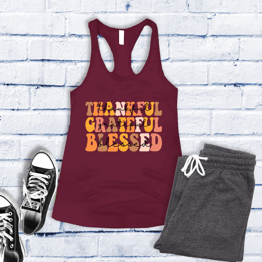 Fall Thankful Grateful Blessed Women's Tank Top Tank Top tshirts.com Cardinal S 