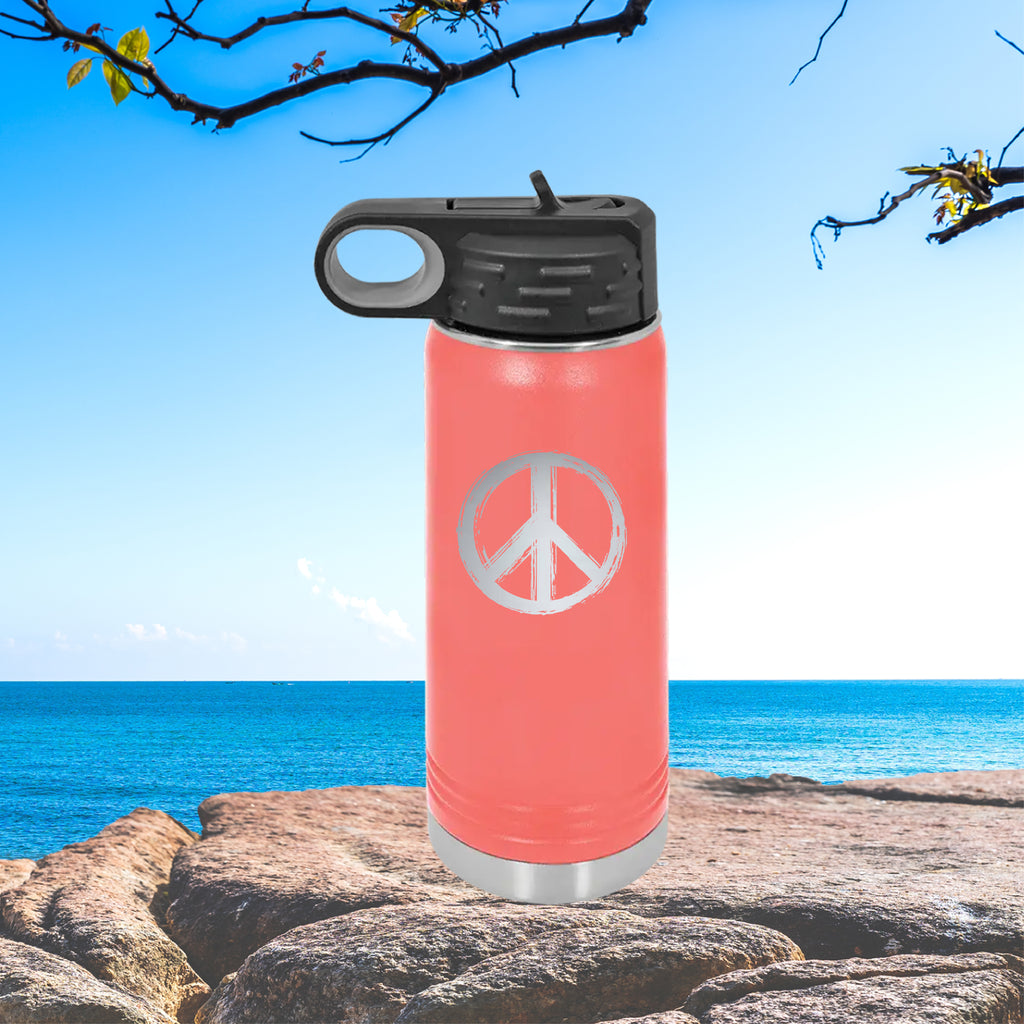 Peace Sign Clip Bottle Tumbler Drinkware tshirts.com Coral  