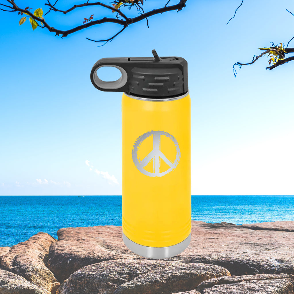 Peace Sign Clip Bottle Tumbler Drinkware tshirts.com Yellow  