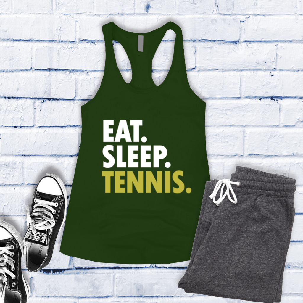 Eat Sleep Tennis Women's Tank Top Tank Top tshirts.com Military Green S 