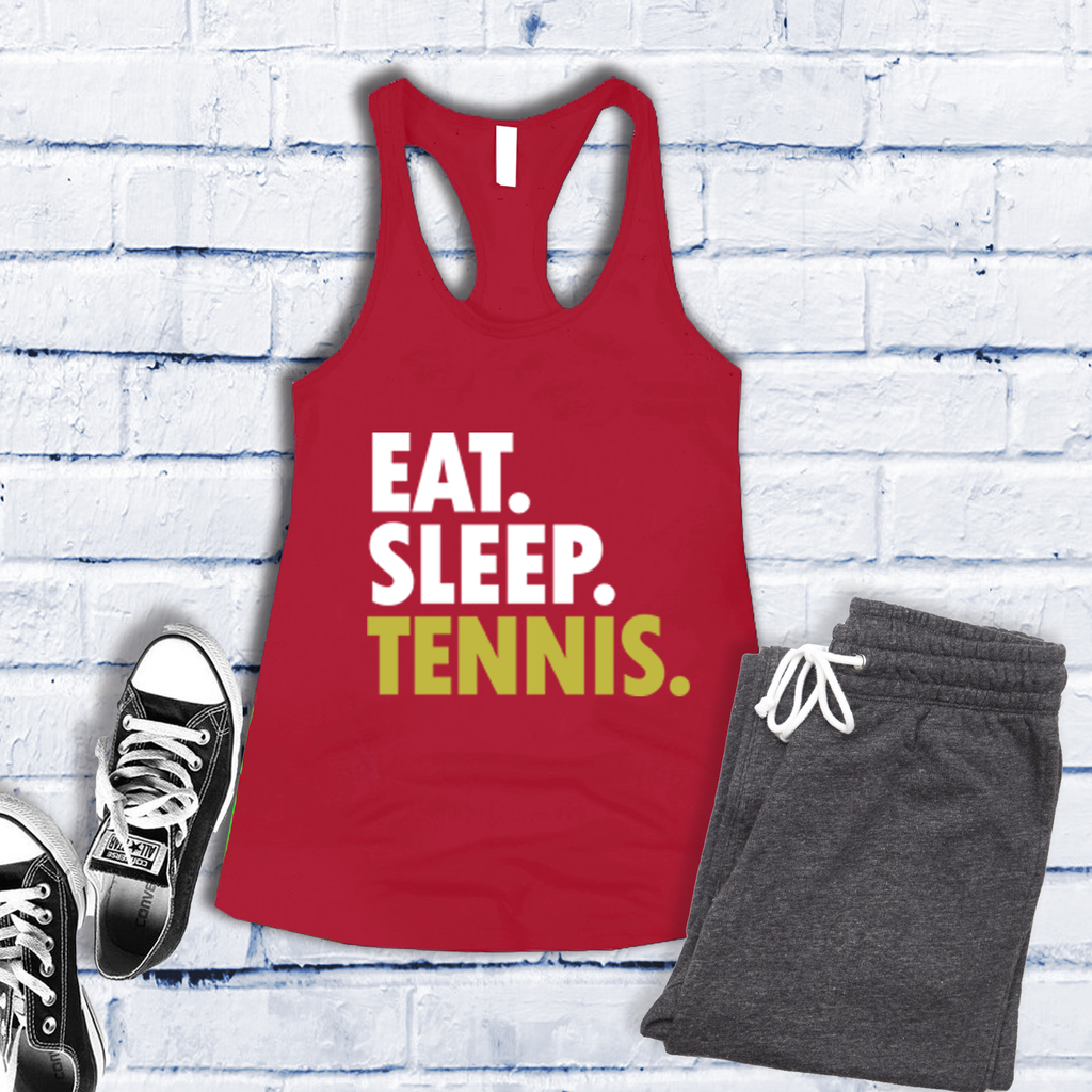 Eat Sleep Tennis Women's Tank Top Tank Top tshirts.com Red S 
