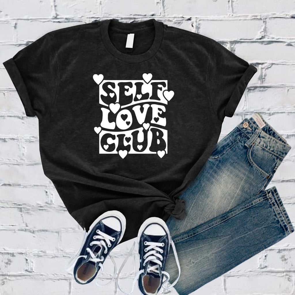 Self Love Club Hearts T-Shirt T-Shirt Tshirts.com Black S 