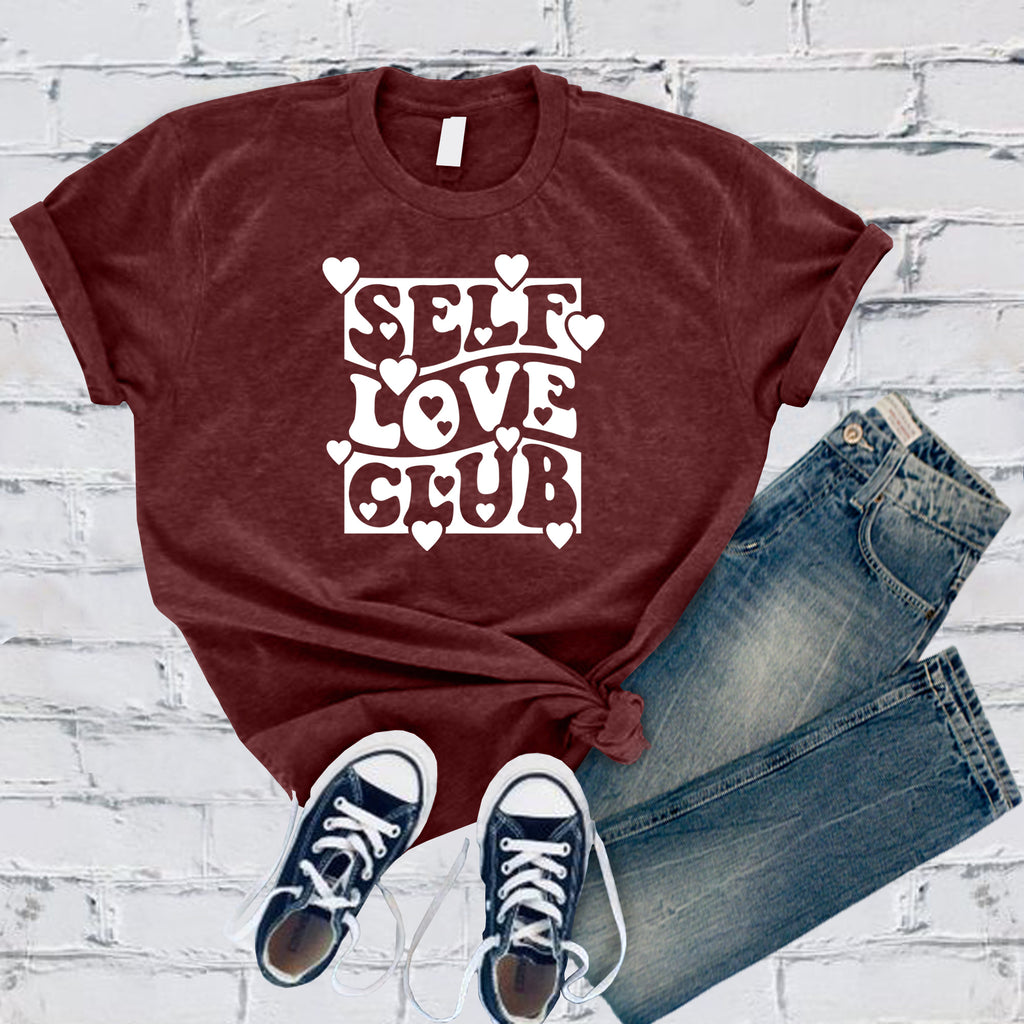 Self Love Club Hearts T-Shirt T-Shirt Tshirts.com Heather Cardinal S 