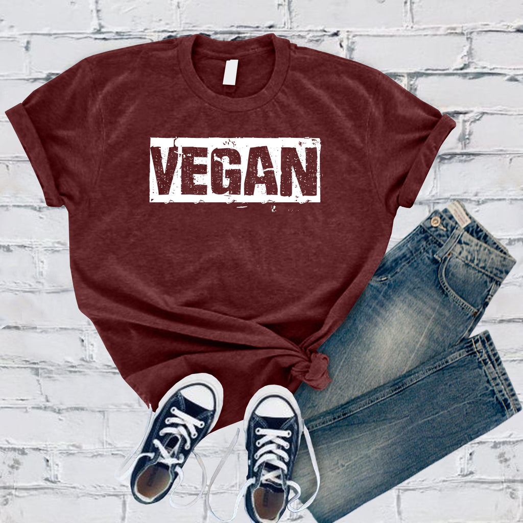 Distressed Vegan T-Shirt T-Shirt Tshirts.com Heather Cardinal S 