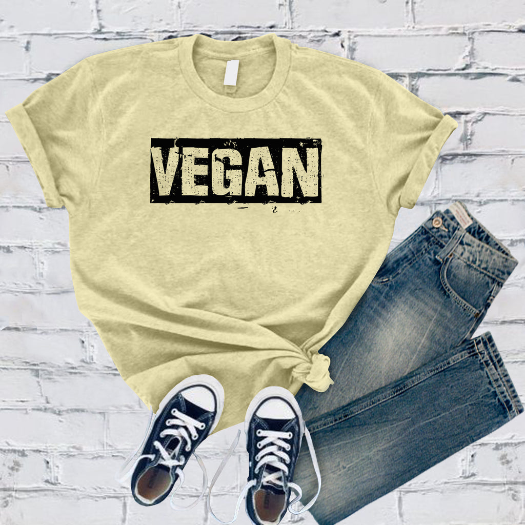 Distressed Vegan T-Shirt T-Shirt Tshirts.com Heather French Vanilla S 