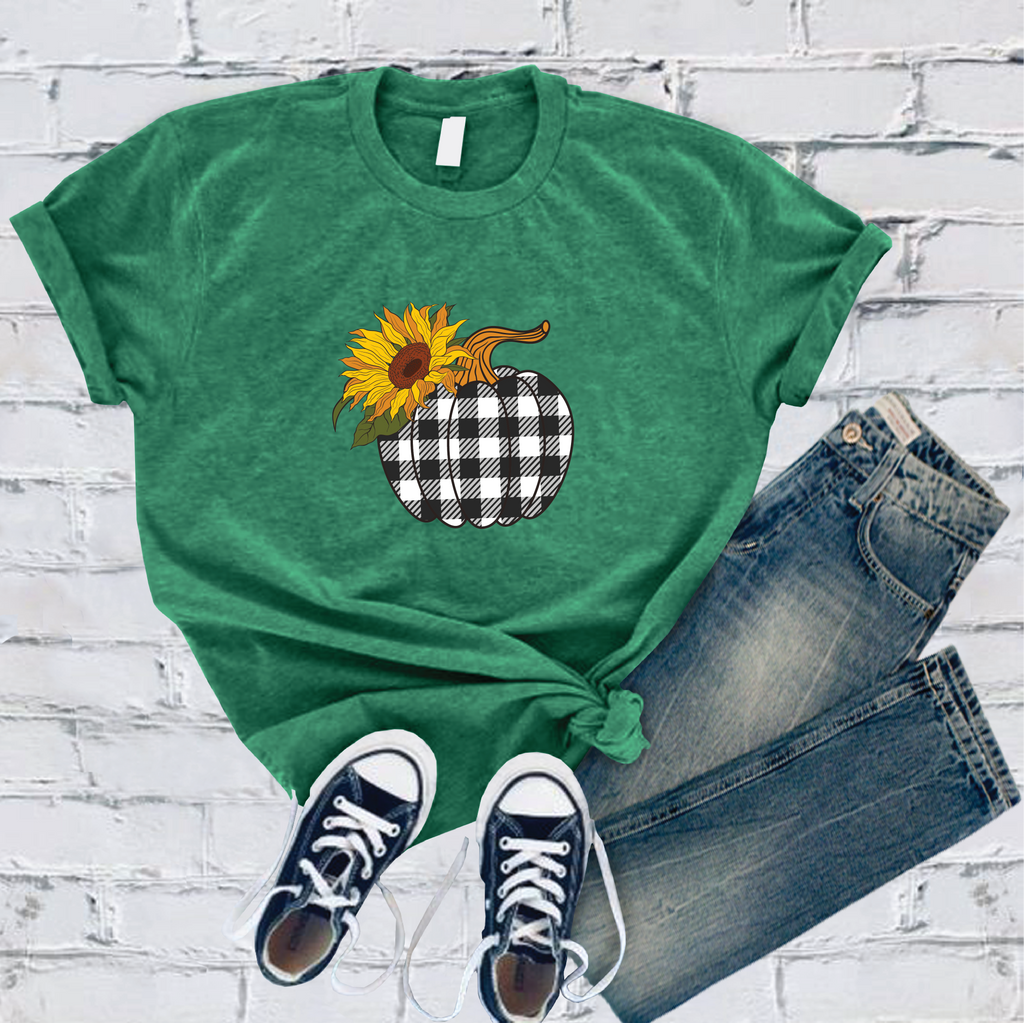 Sunflower Plaid Pumpkin T-Shirt T-Shirt Tshirts.com Heather Kelly S 