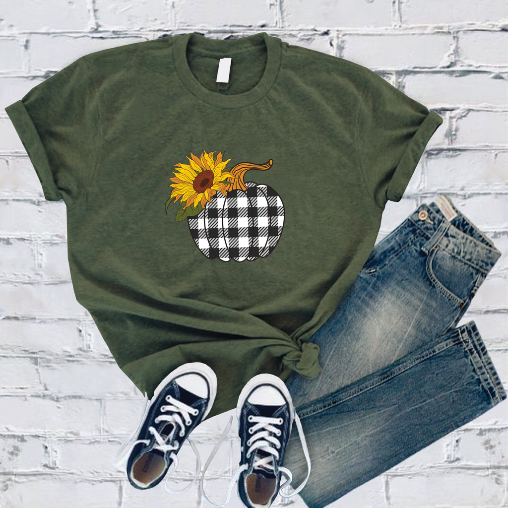 Sunflower Plaid Pumpkin T-Shirt T-Shirt Tshirts.com Military Green S 