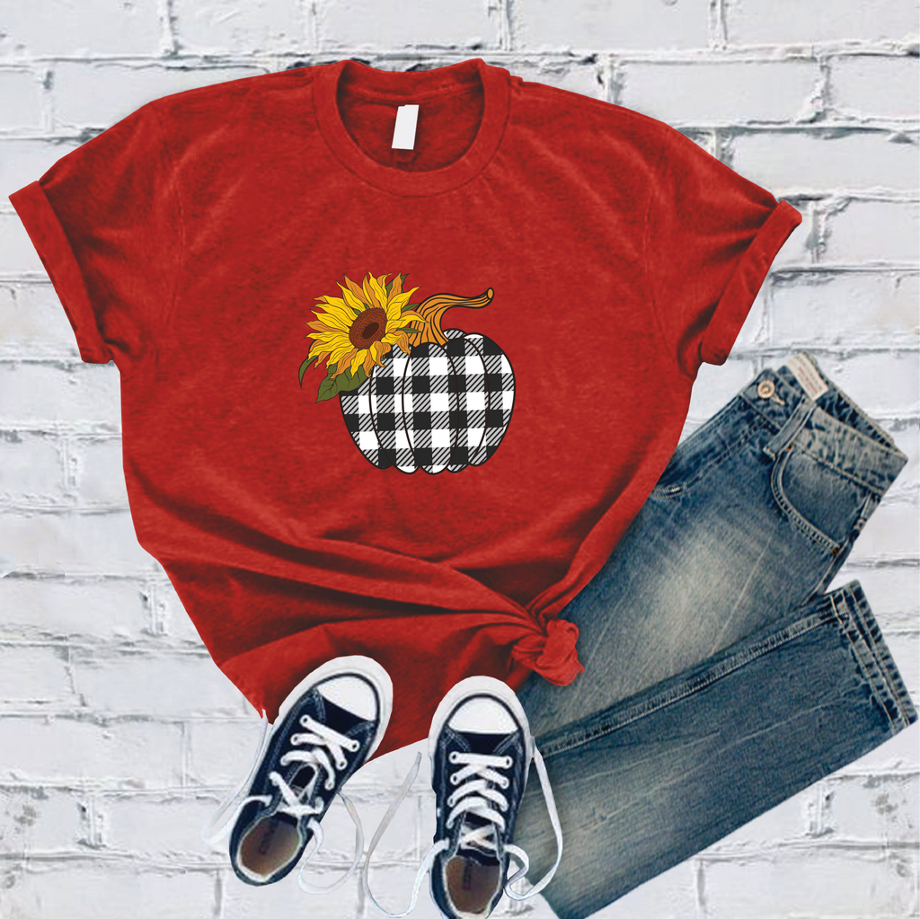 Sunflower Plaid Pumpkin T-Shirt T-Shirt Tshirts.com Red S 