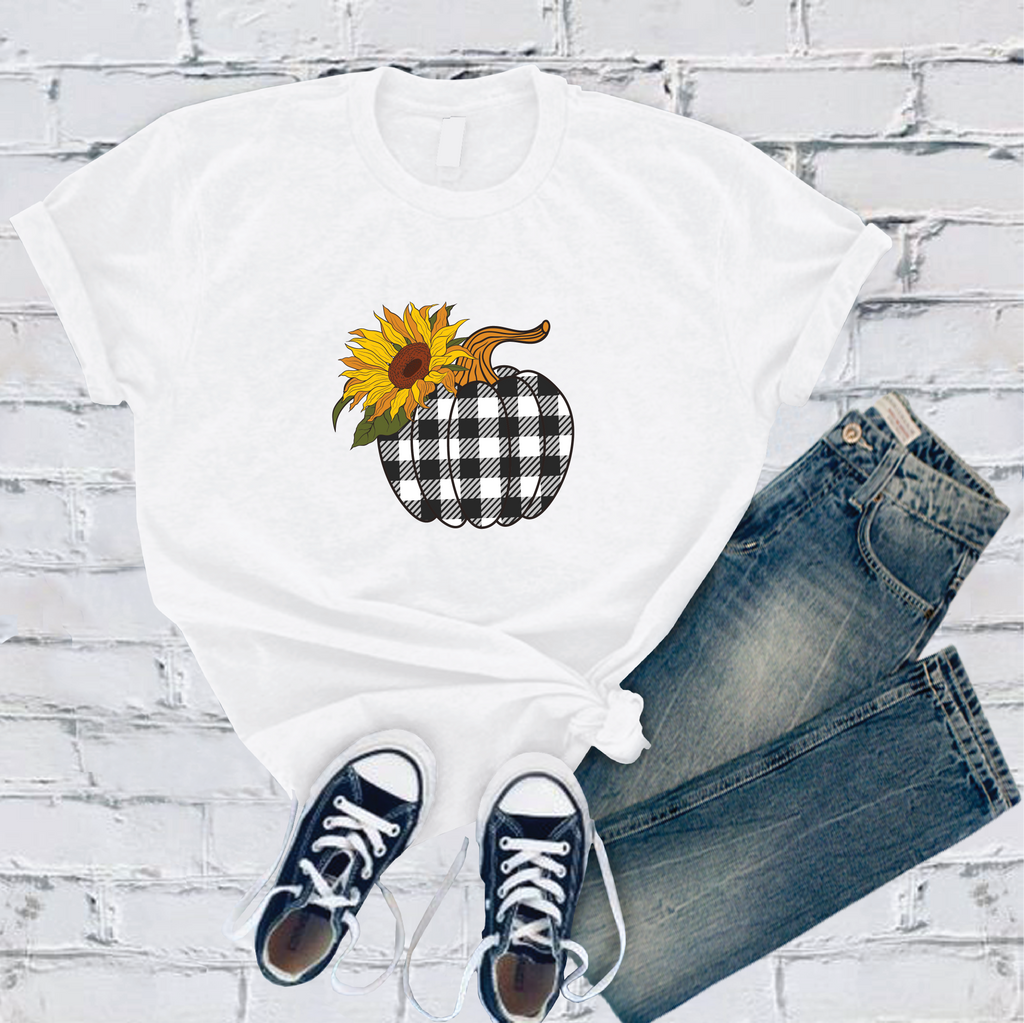 Sunflower Plaid Pumpkin T-Shirt T-Shirt Tshirts.com White S 