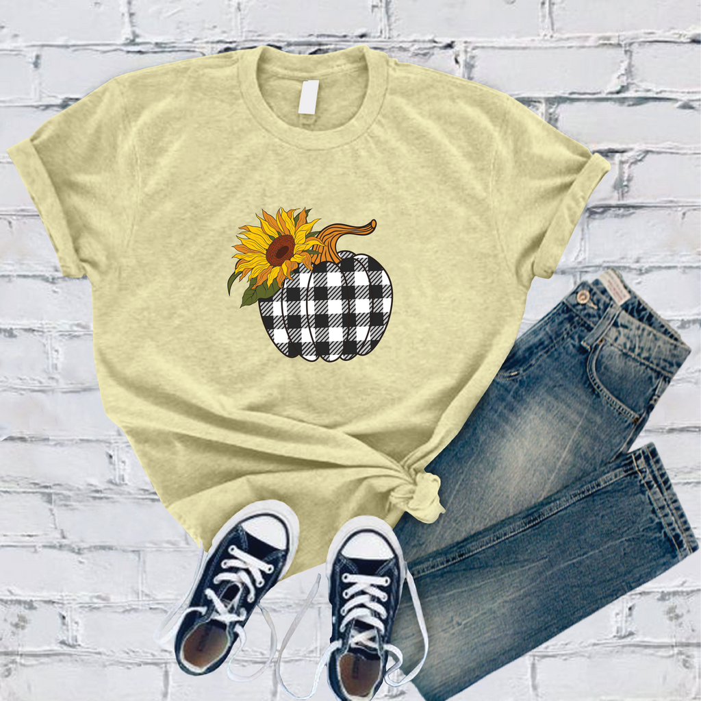 Sunflower Plaid Pumpkin T-Shirt T-Shirt Tshirts.com Heather French Vanilla S 