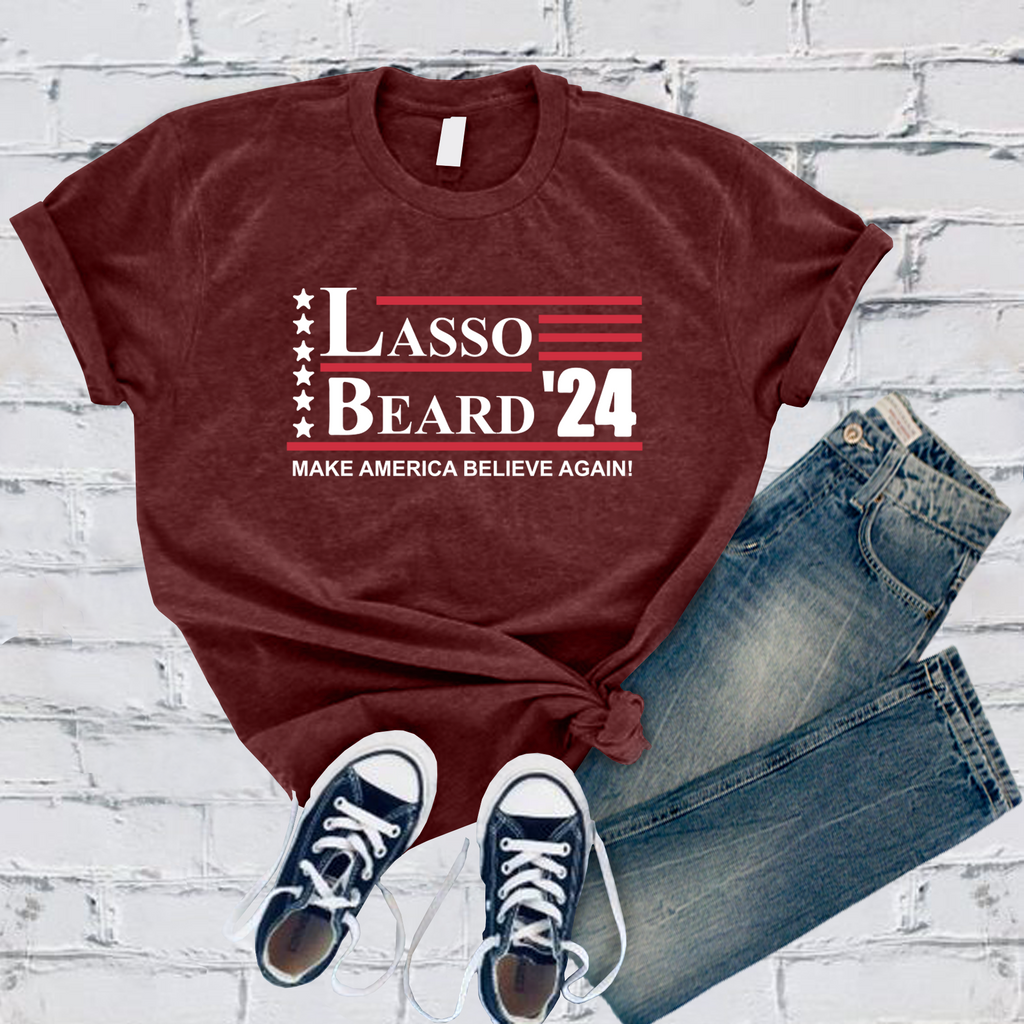 Lasso Beard 24 T-Shirt T-Shirt Tshirts.com Heather Cardinal S 