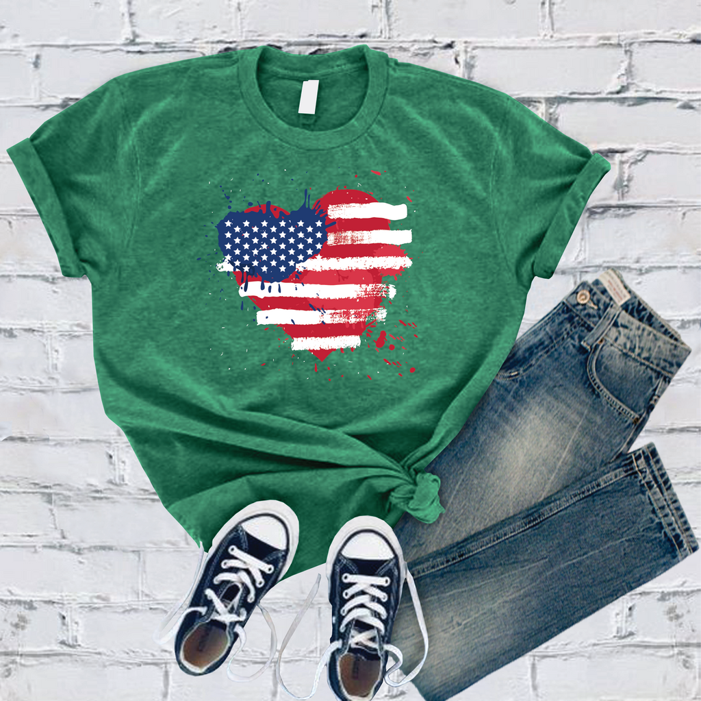 USA Paint Splatter Heart T-Shirt T-Shirt tshirts.com Heather Kelly S 