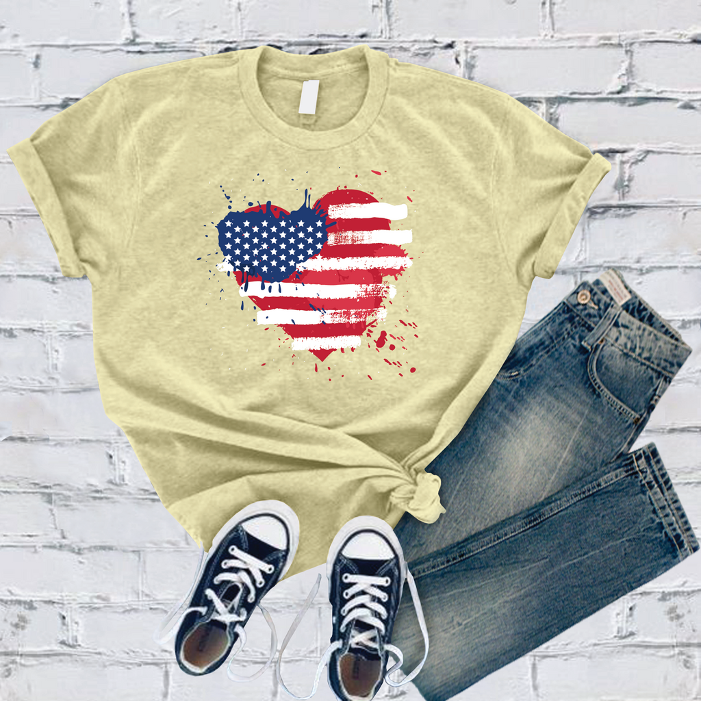 USA Paint Splatter Heart T-Shirt T-Shirt tshirts.com Heather French Vanilla S 