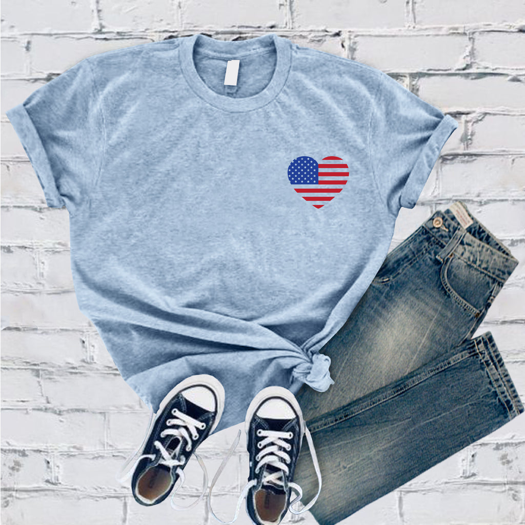 American Flag Pocket Heart T-Shirt T-Shirt tshirts.com Heather Prism Blue S 