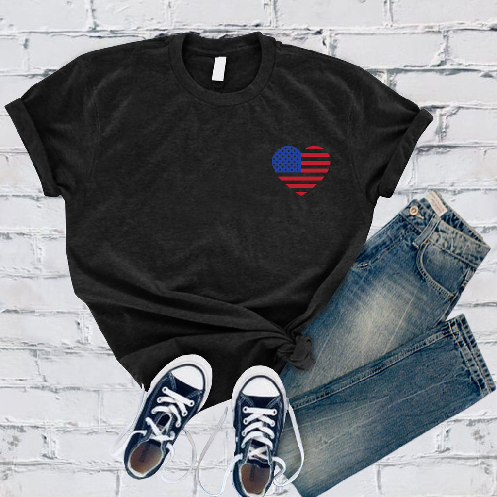 American Flag Pocket Heart T-Shirt T-Shirt tshirts.com Black S 