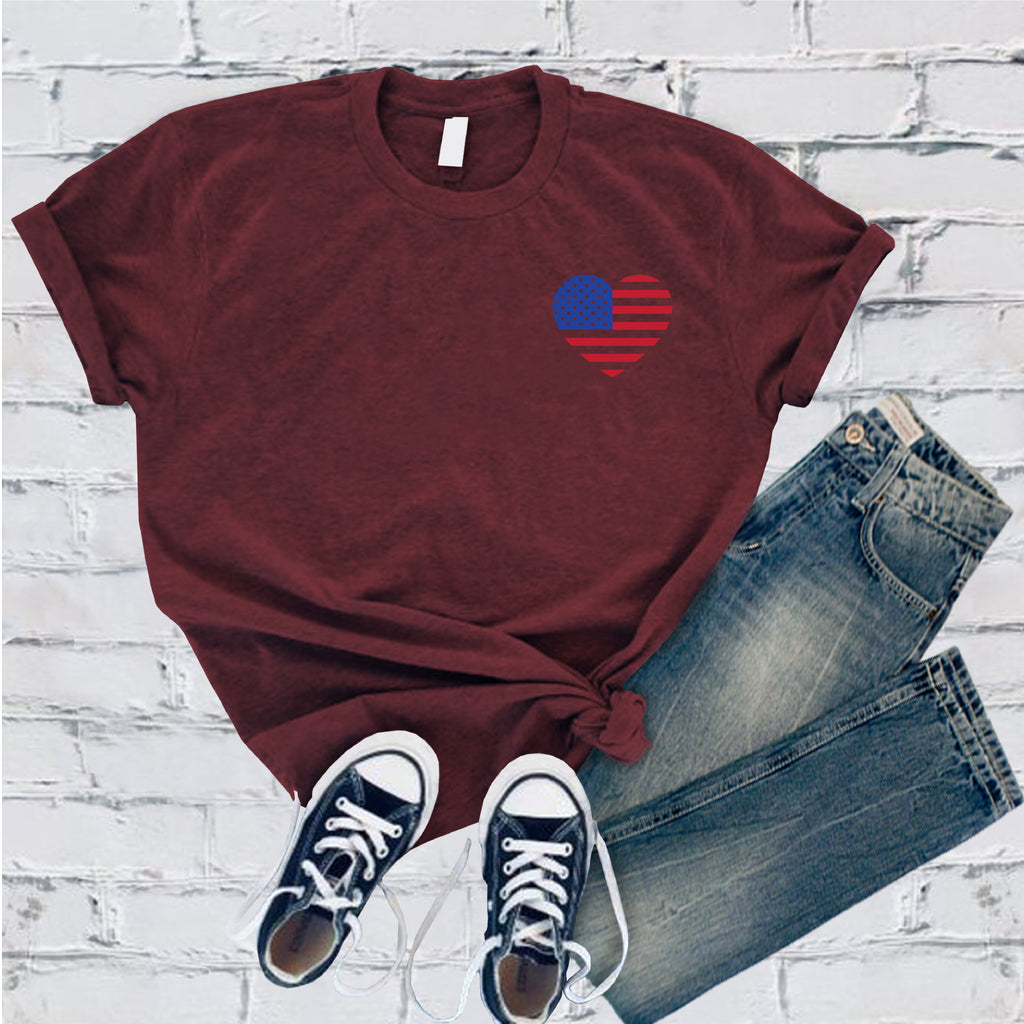 American Flag Pocket Heart T-Shirt T-Shirt tshirts.com Maroon S 