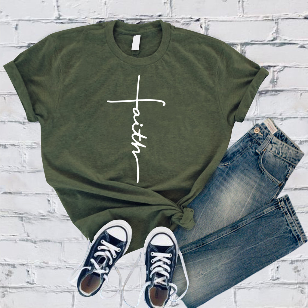 Faith Cross T-Shirt T-Shirt tshirts.com Military Green S 