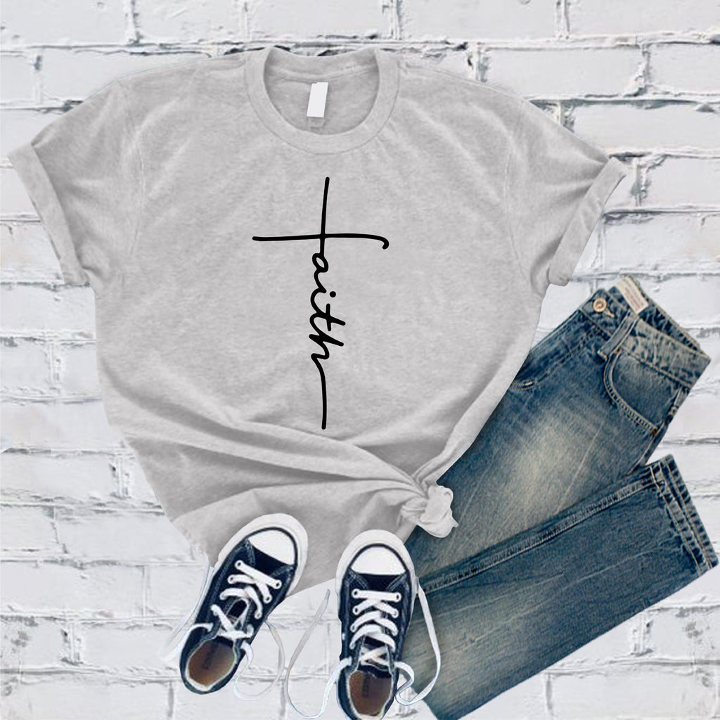 Faith Cross T-Shirt T-Shirt tshirts.com Solid Athletic Grey S 
