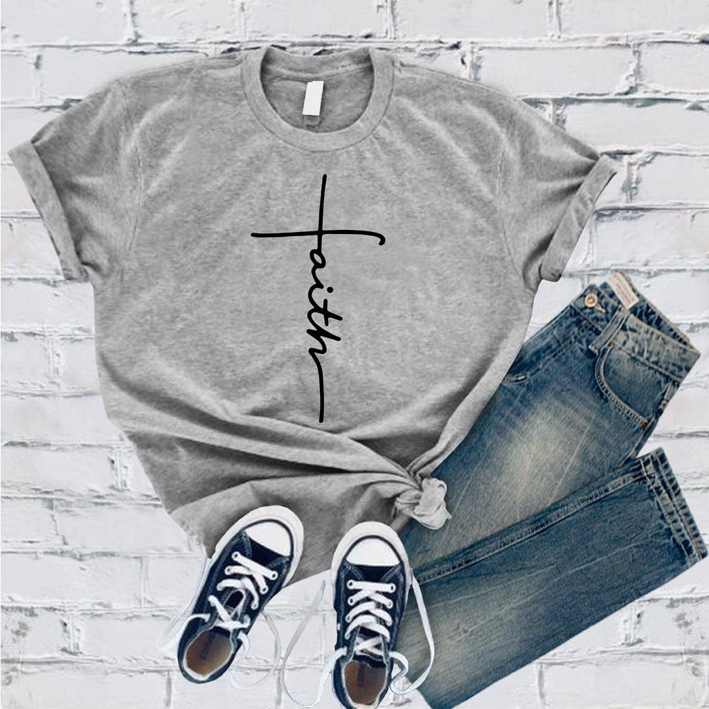 Faith Cross T-Shirt T-Shirt tshirts.com Athletic Heather S 
