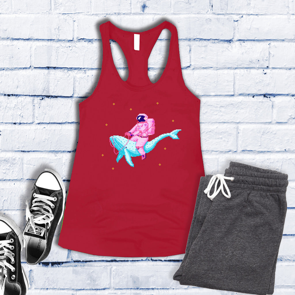 Astronaut And Whale In 8 Bit Women's Tank Top Tank Top tshirts.com Red S 