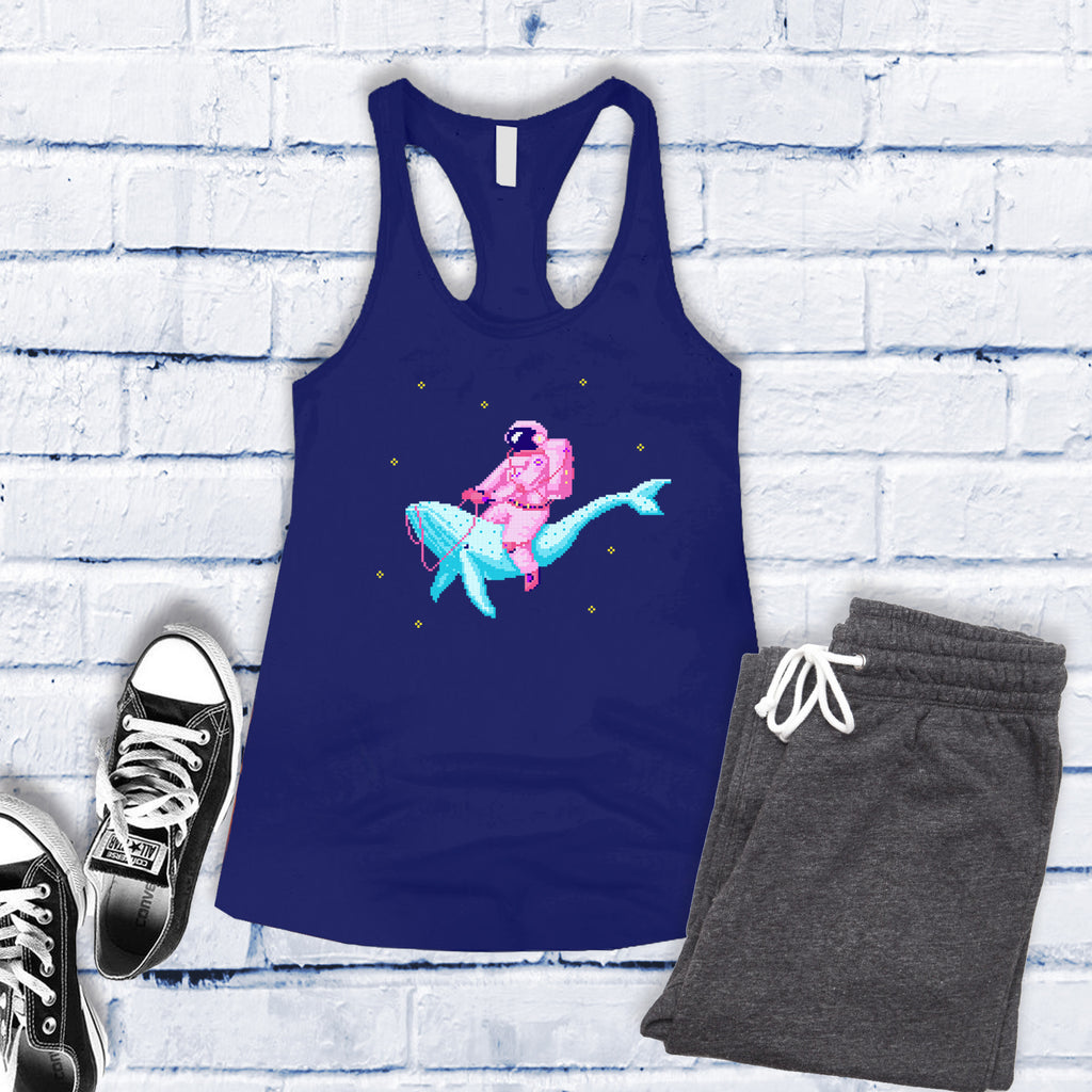 Astronaut And Whale In 8 Bit Women's Tank Top Tank Top tshirts.com Royal S 