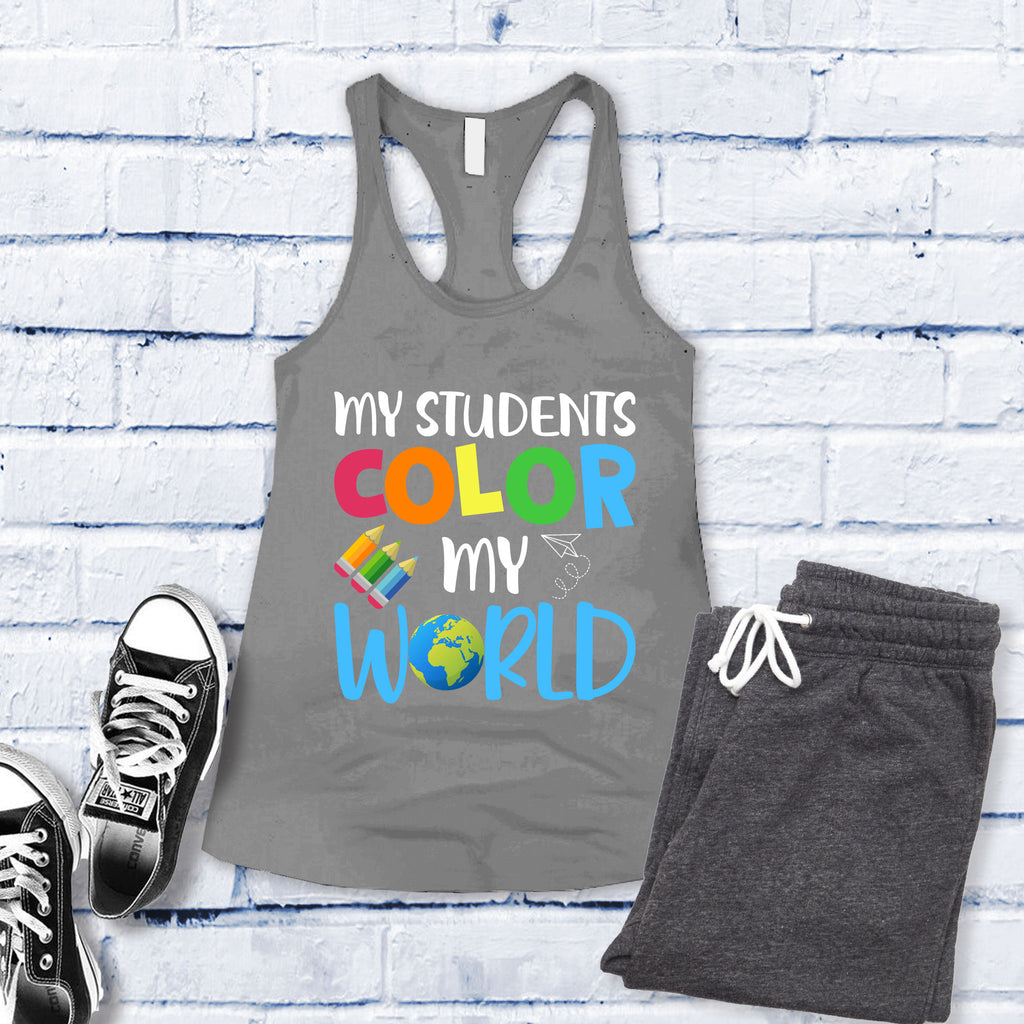 My Students Color My World Women's Tank Top Tank Top Tshirts.com Heather Grey S 