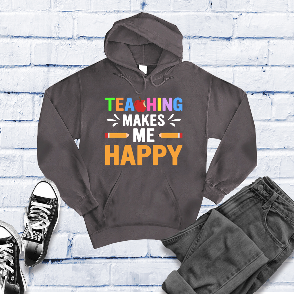Teaching Makes Me Happy Hoodie Hoodie tshirts.com Charcoal Heather S 