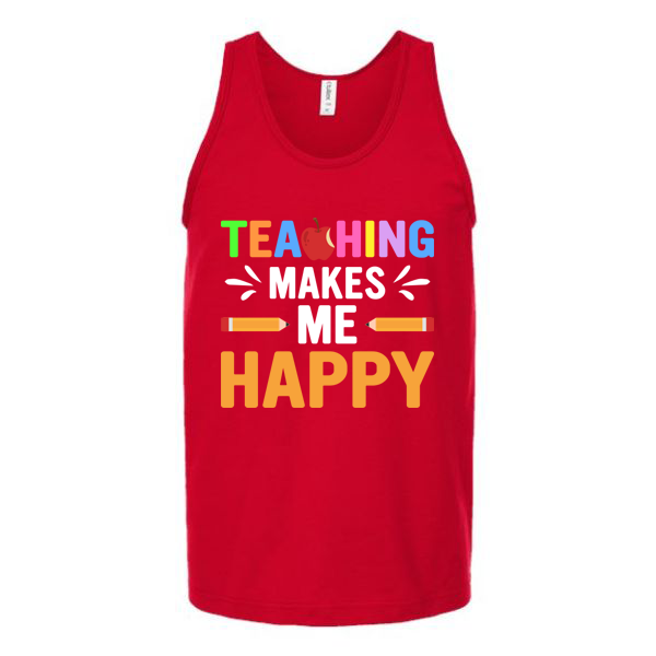 Teaching Makes Me Happy Unisex Tank Top Tank Top tshirts.com Red S 