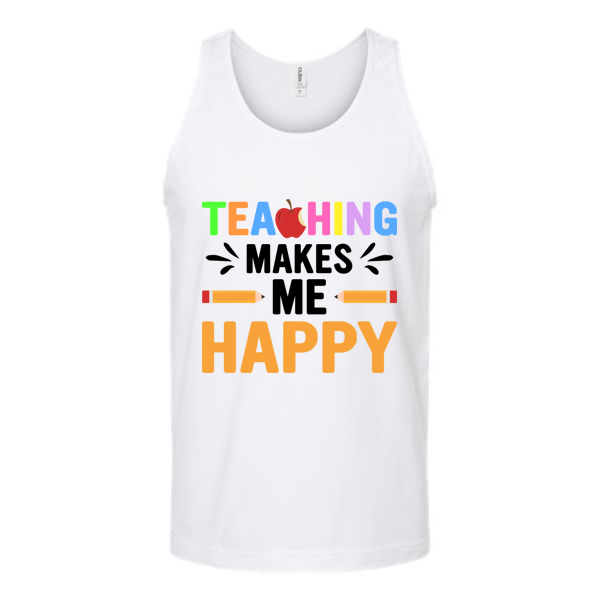 Teaching Makes Me Happy Unisex Tank Top Tank Top tshirts.com White S 