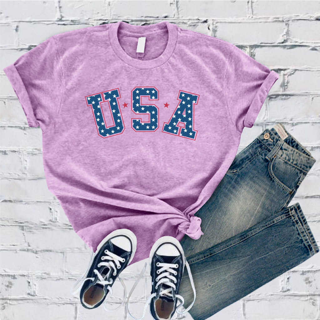Starry USA Comfortable T-Shirt T-Shirt tshirts.com Heather Prism Lilac S 
