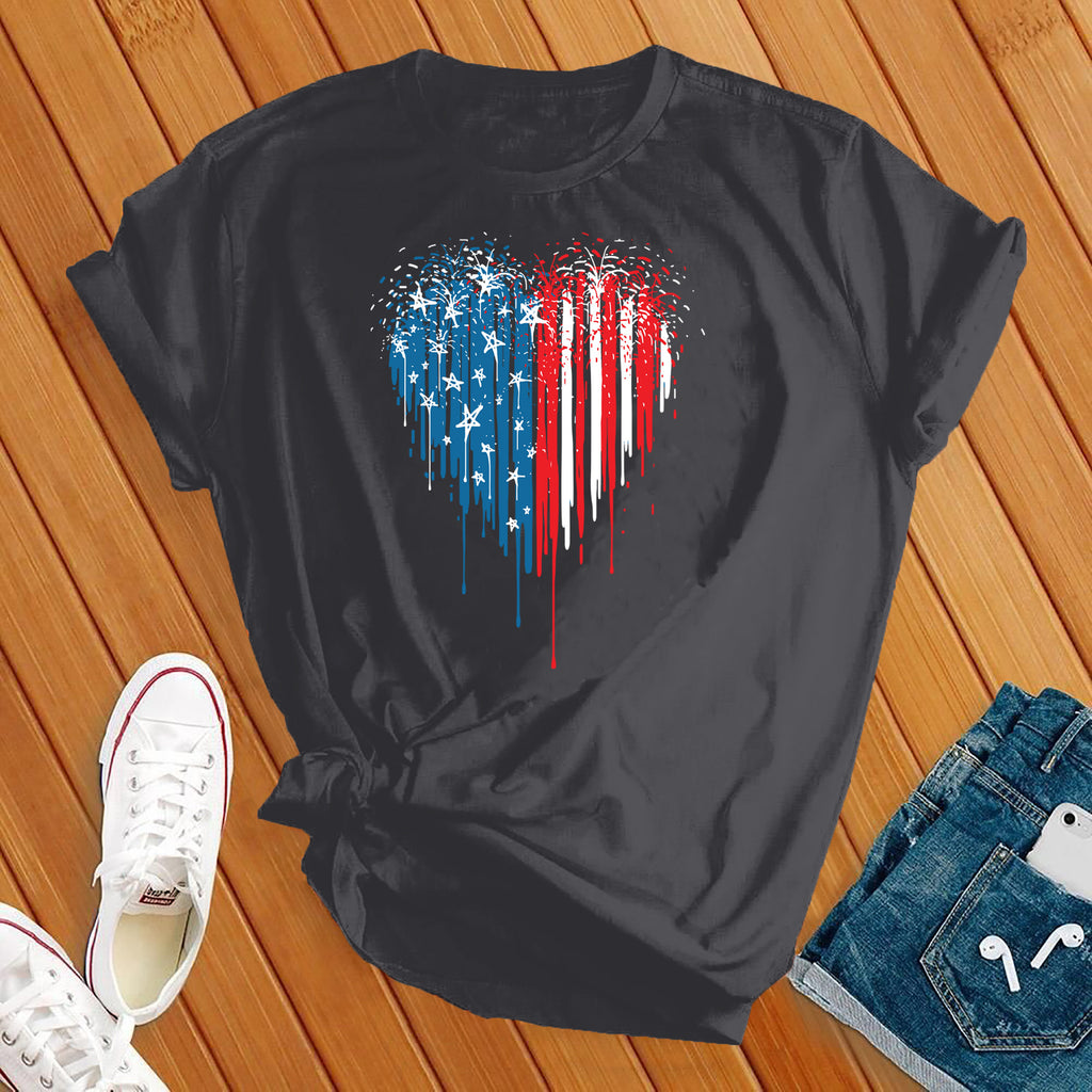 American Heart T-Shirt T-Shirt tshirts.com Heather Navy S 