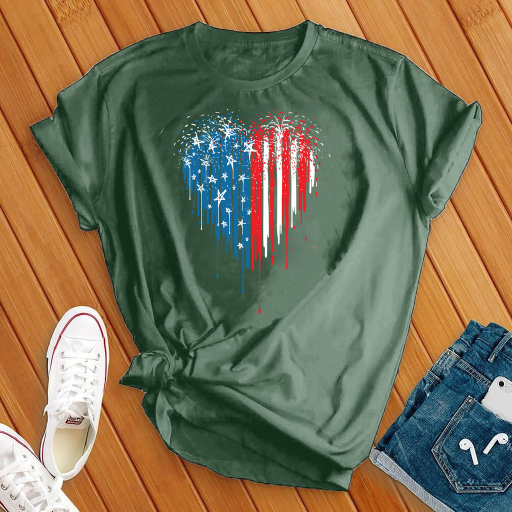 American Heart T-Shirt T-Shirt tshirts.com Military Green S 